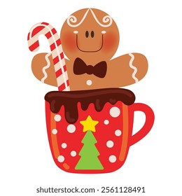 Gingerbread man boy  Christmas ornament vector cartoon illustration