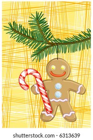 Gingerbread man with candy cane