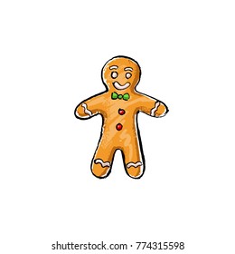 Gingerbread man with caramel buttons.
