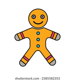 Gingerbread man character with colorful details