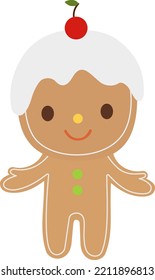 Gingerbread man with cherry vector illustration