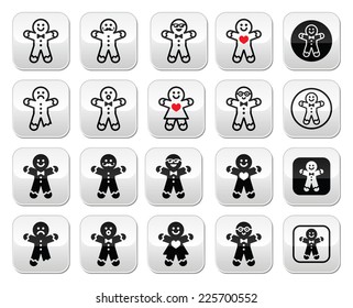 Gingerbread man Christmas buttons set