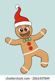 hombre de pan de jengibre con capucha de navidad.ilustración aislada del vector de dibujos animados