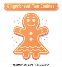 Gingerbread man Christmas cookie character isolated on white