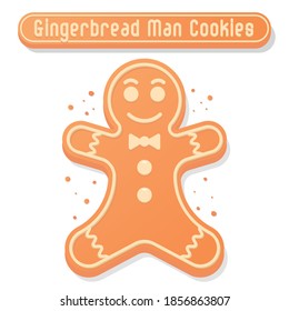 Gingerbread Man Christmas Cookie Character Isolated On White