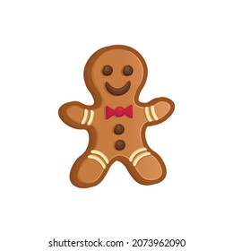 Lebkuchenmann. Weihnachtskeksfigur auf weißem Hintergrund, Vektorgrafik.