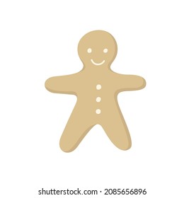 Gingerbread Man. Christmas cookies. Christmas sticker. Winter element. Christmas illustrations for cards, posters, labels, web, logos, scrapbooking, templates. Isolated vector on white background.