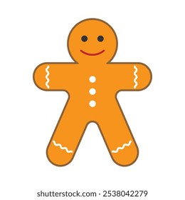 Gingerbread man. Christmas decoration sign symbol. Vector illustration image.