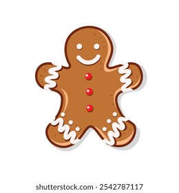 Gingerbread man for Christmas with family isolated on white background, stylish vector illustration that can be used to design Christmas greeting cards, for chat stickers for Christmas theme