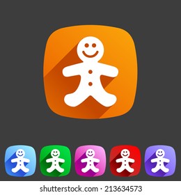 Gingerbread man christmas flat icon