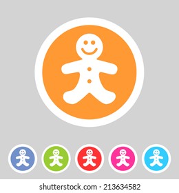 Gingerbread man christmas flat icon
