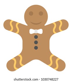 
Gingerbread man, christmas food flat icon
