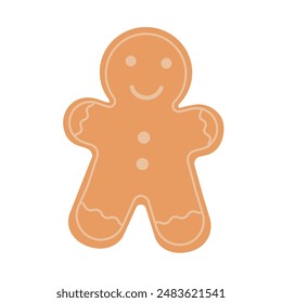 Gingerbread man Christmas hand drawn cookies isolated on white background
