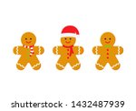 Gingerbread man. Christmas icon. Vector. Holiday winter symbols isolated on white background in flat design. Cartoon colorful illustration.
