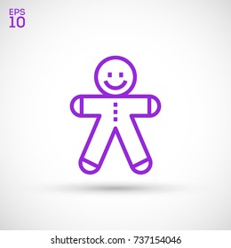 gingerbread Man christmas line vector icon