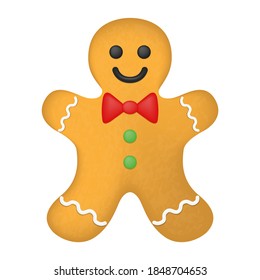 Gingerbread Man Christmas Pastry. Vector Illustration Emoji Style. Clip Art Holidays Icon.