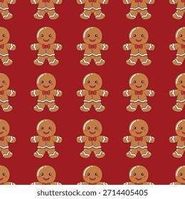 Gingerbread man christmas seamless pattern.