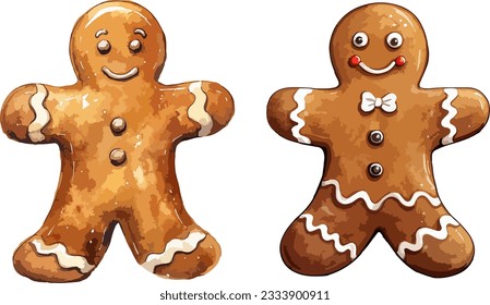 Gingerbread man clipart, isolated vector illustration.