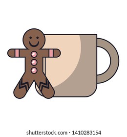 Gingerbread man coffee cup cartoon vector illustration graphic design