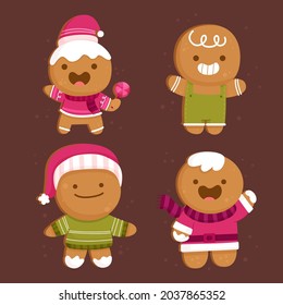 Colección de hombres de pan de jengibre. icono de Navidad. Símbolos de invierno festivo. Trato festivo. Galletas de Año Nuevo, dulces. Ilustración vectorial.