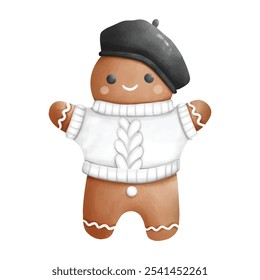 Gingerbread man collection. Christmas icon. Holiday winter symbols. Festive treats. Christmas cookies, sweets. Merry christmas and Happy New Year. Vector.