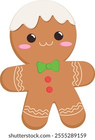 Gingerbread man collection. Holiday winter Christmas symbols. Merry Christmas elements vector. 