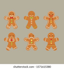 Gingerbread man collection set illustration vector. christmas collection set