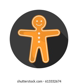 Gingerbread man color flat icon for web and mobile design