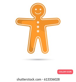 Gingerbread man color flat icon for web and mobile design