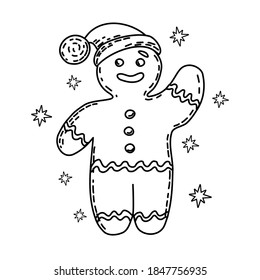 Gingerbread man coloring book. Christmas and new year. Vector. Isolated background.