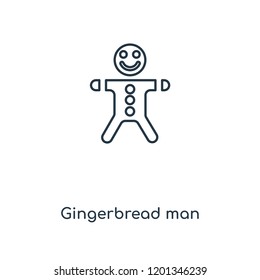 Gingerbread man concept line icon. Linear Gingerbread man concept outline symbol design. This simple element illustration can be used for web and mobile UI/UX.