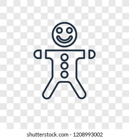 Gingerbread man concept vector linear icon isolated on transparent background, Gingerbread man concept transparency concept in outline style