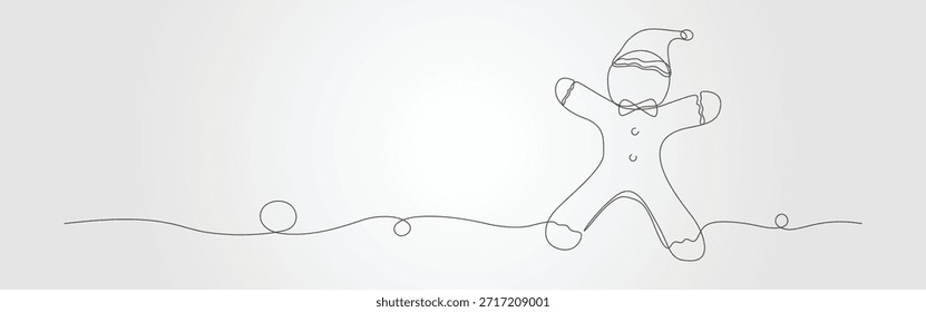 Gingerbread man continuous line drawing vector illustration design.
