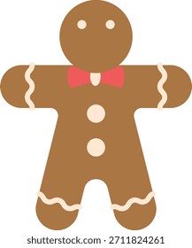 Gingerbread Man Cookie with Bow Tie Illustration
