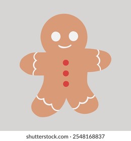 Gingerbread man cookie for Christmas decoration hand drawn flat design illustration