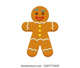 Gingerbread man cookie. Christmas pastries. Festive cartoon flat vector isolated eps illustration