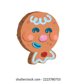 gingerbread man cookie face over white
