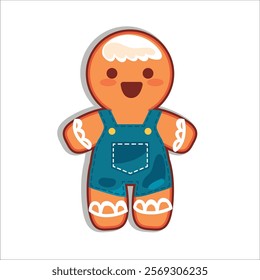 Gingerbread man cookie in flat design