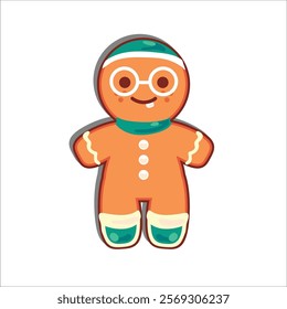 Gingerbread man cookie in flat design