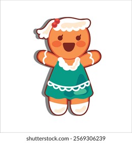 Gingerbread man cookie in flat design