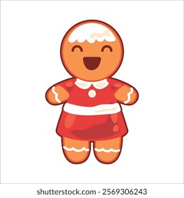 Gingerbread man cookie in flat design