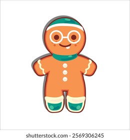 Gingerbread man cookie in flat design