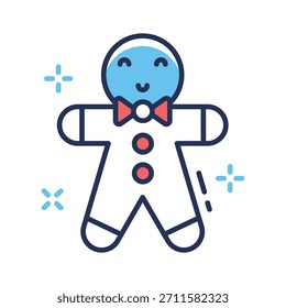 Diseño de Vector de contorno plano de galleta de hombre de jengibre en estilo moderno