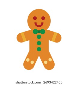 gingerbread man cookie with icing decorations, vector art 
