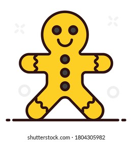 Gingerbread man cookie icon, editable vector of christmas biscuit 