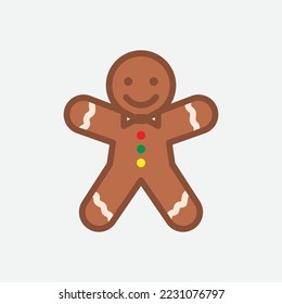 Gingerbread man cookie icon. Happy new year decoration. Merry christmas design element. New year and xmas celebration. Vector illustration
