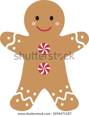 
Gingerbread man cookie icon Isolated .
Christmas gingerbread man flat vector illustration.
Transparent background.
