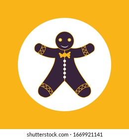 Gingerbread man cookie icon vector flat design