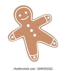 Gingerbread man cookie. Isolated on white.