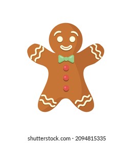 Galleta de pan de jengibre aislada en fondo blanco. Feliz Navidad. Material vectorial